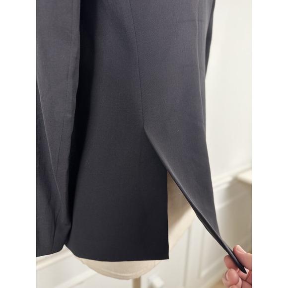 Theory Open Front Blazer Womens 6 Black Virgin Wool Minimalist Chic Quiet Luxury - Picture 6 of 12